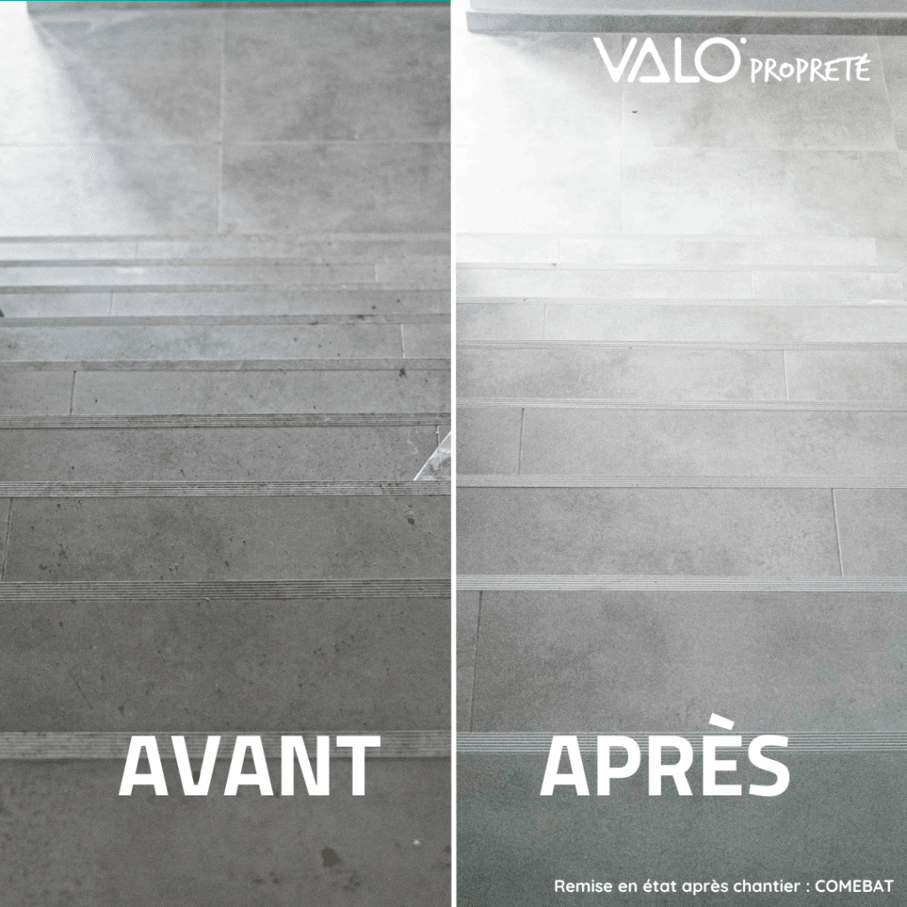 Remise en état des escaliers COMEBAT par VALO'Propreté